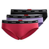 HUGO Damen Slips, 3er Pack - TRIPLET BRIEF STRIPE, Cotton Stretch, Logo, uni