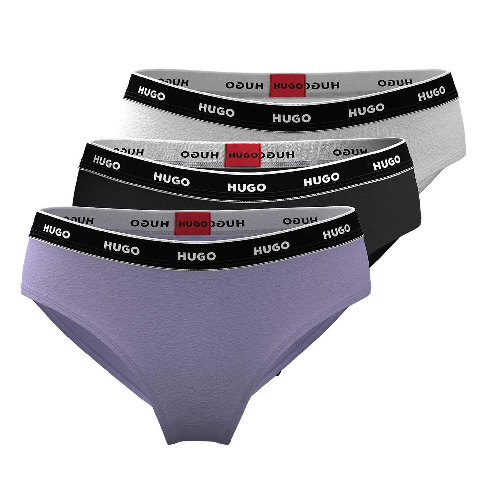 HUGO Damen Slips, 3er Pack - TRIPLET BRIEF STRIPE, Cotton Stretch, Logo, uni