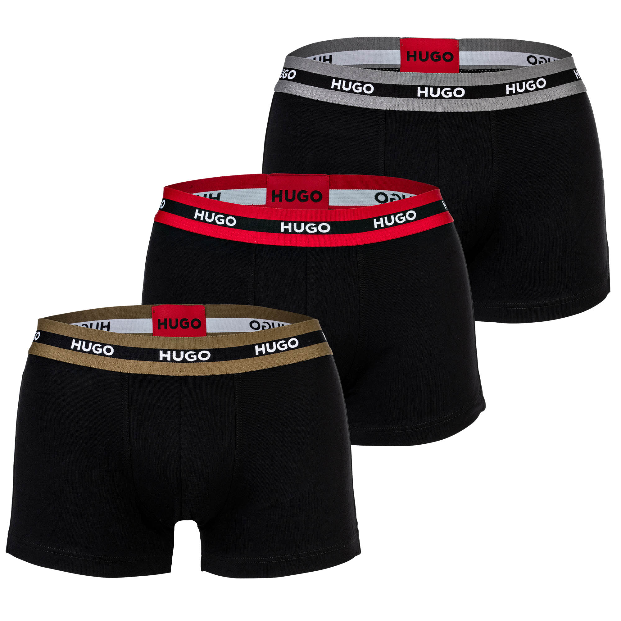 HUGO Herren Boxershorts, 3er Pack - TRUNK TRIPLET PLANET, Logo, Cotton Stretch