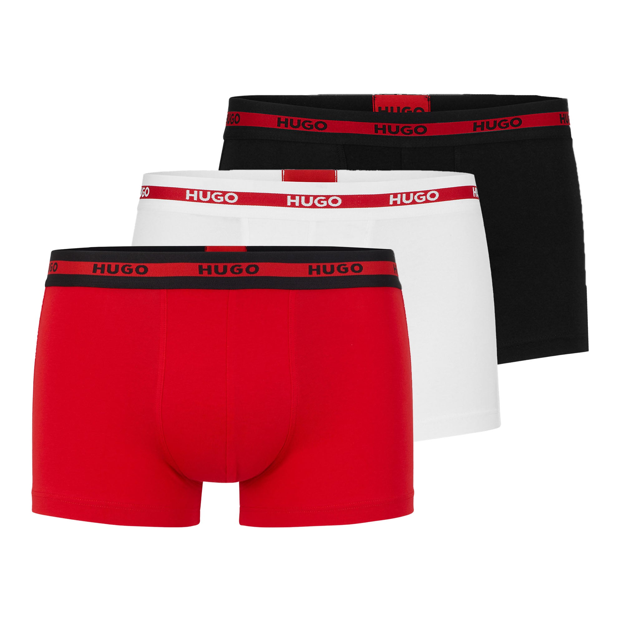 HUGO Herren Boxershorts, 3er Pack - TRUNK TRIPLET PLANET, Logo, Cotton Stretch