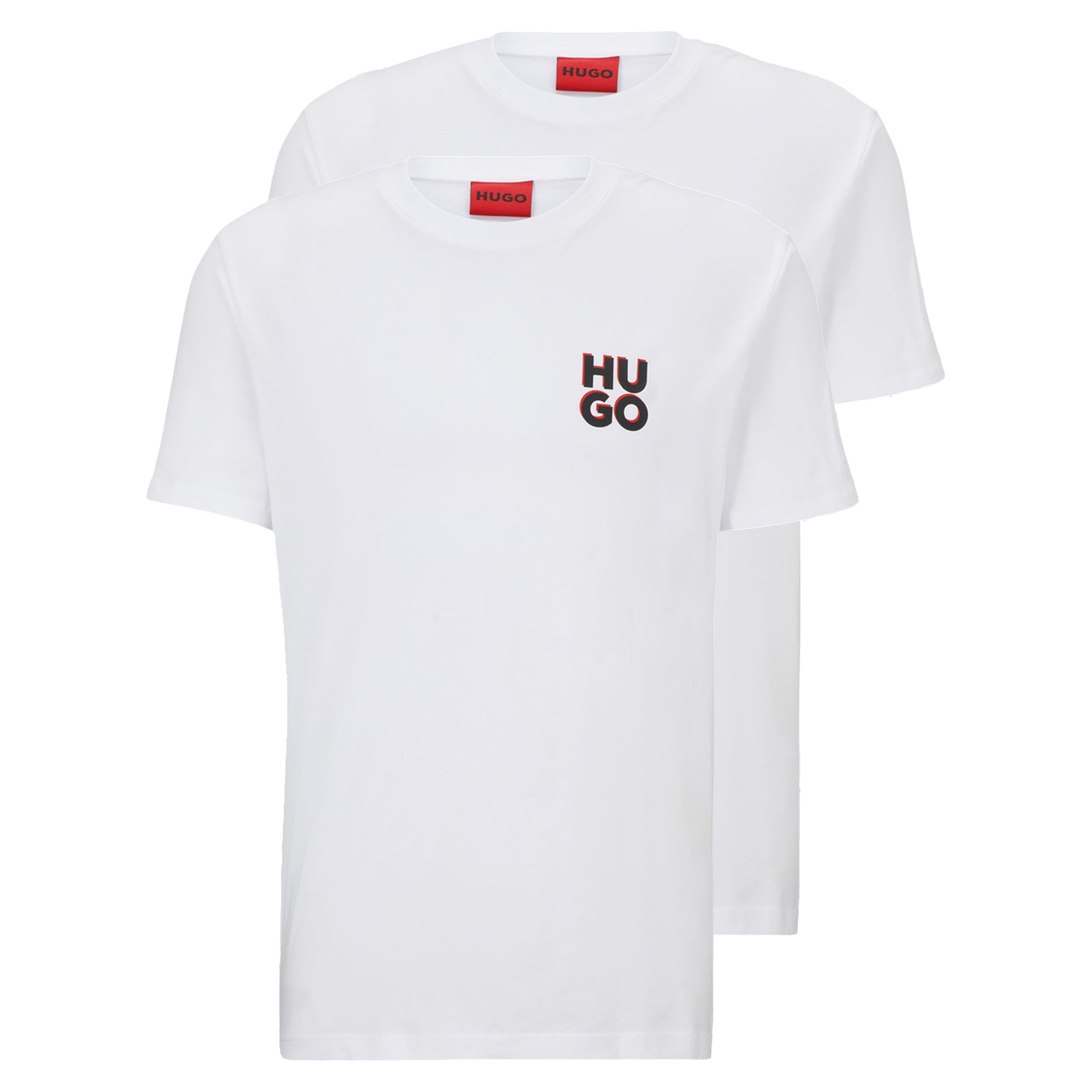 HUGO Herren T-Shirt, 2er Pack - DIMENTO, Rundhals, kurzarm, Logo Print, Baumwolle