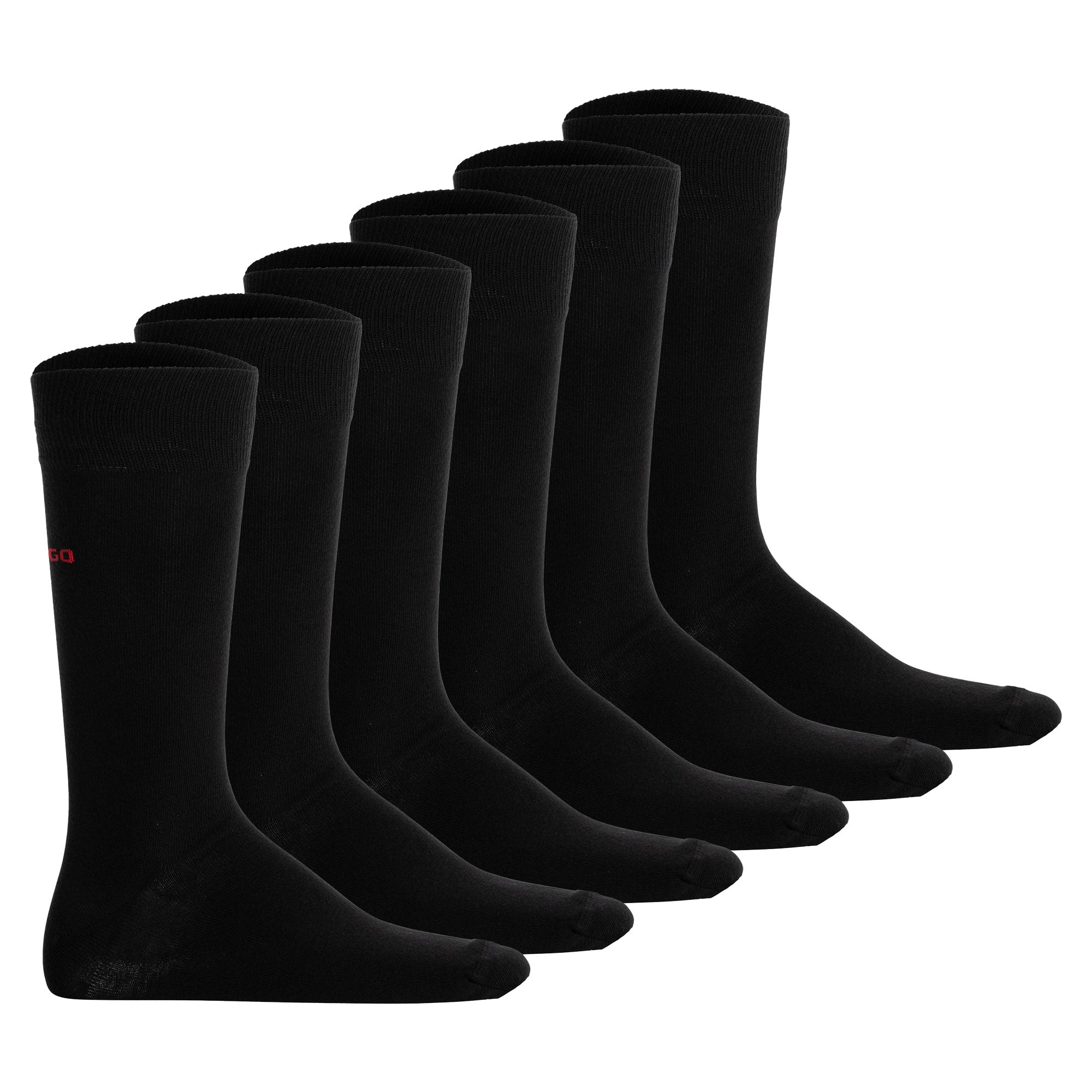 HUGO Unisex Socks, 6-Pack - RS Uni, Short Socks, Logo, Single-colored