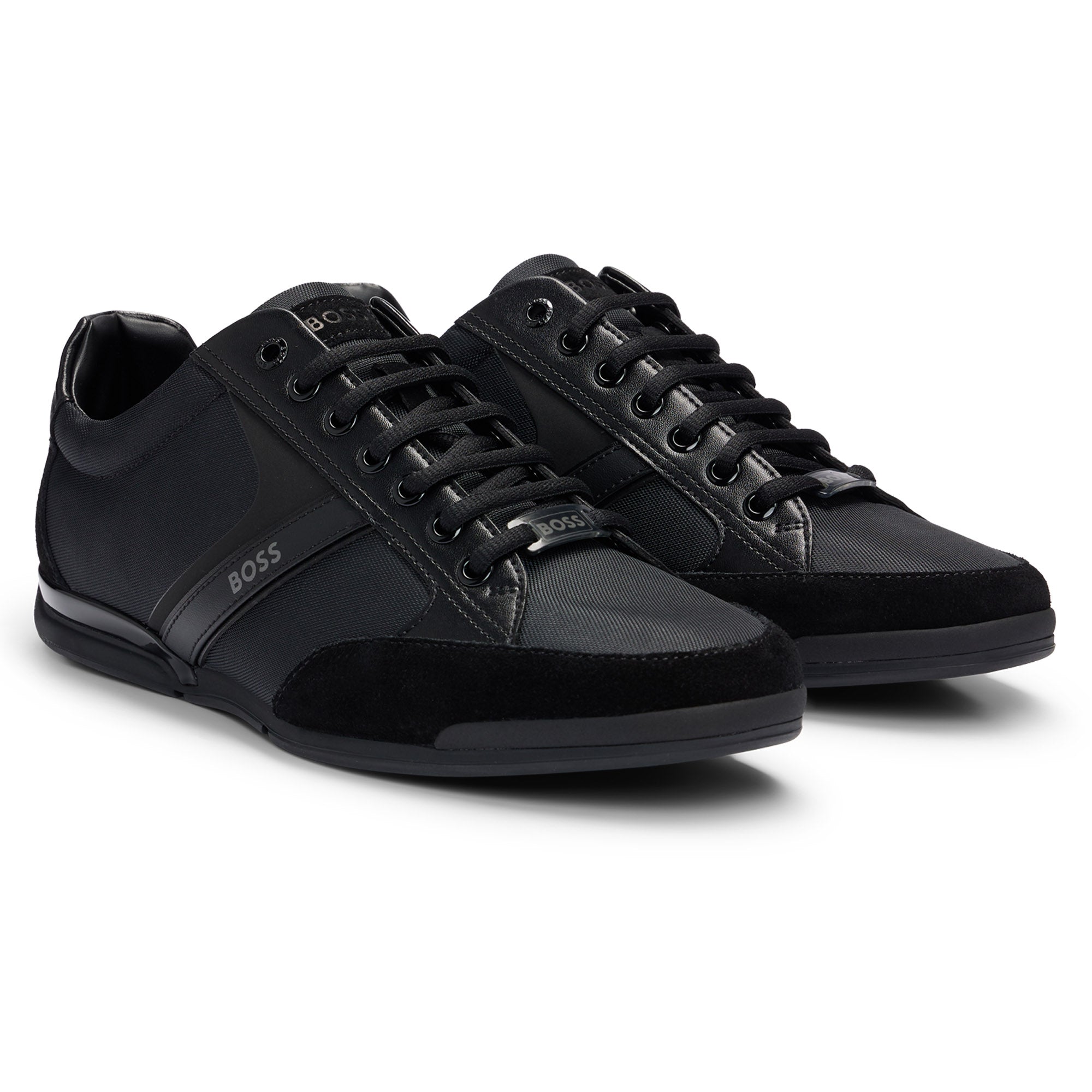 BOSS Herren Sneaker - Saturn Lowp, Turnschuh, Freizeit, Material-Mix mit Echtleder
