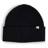 BOSS Herren Mütze mit Wolle - Magico Hat, Beanie, Rippstrick, One Size, Cotton-Mix