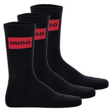 HUGO Herren Socken, 3er Pack - QS Rib Label CC, gerippt, Logo, Baumwollmischung