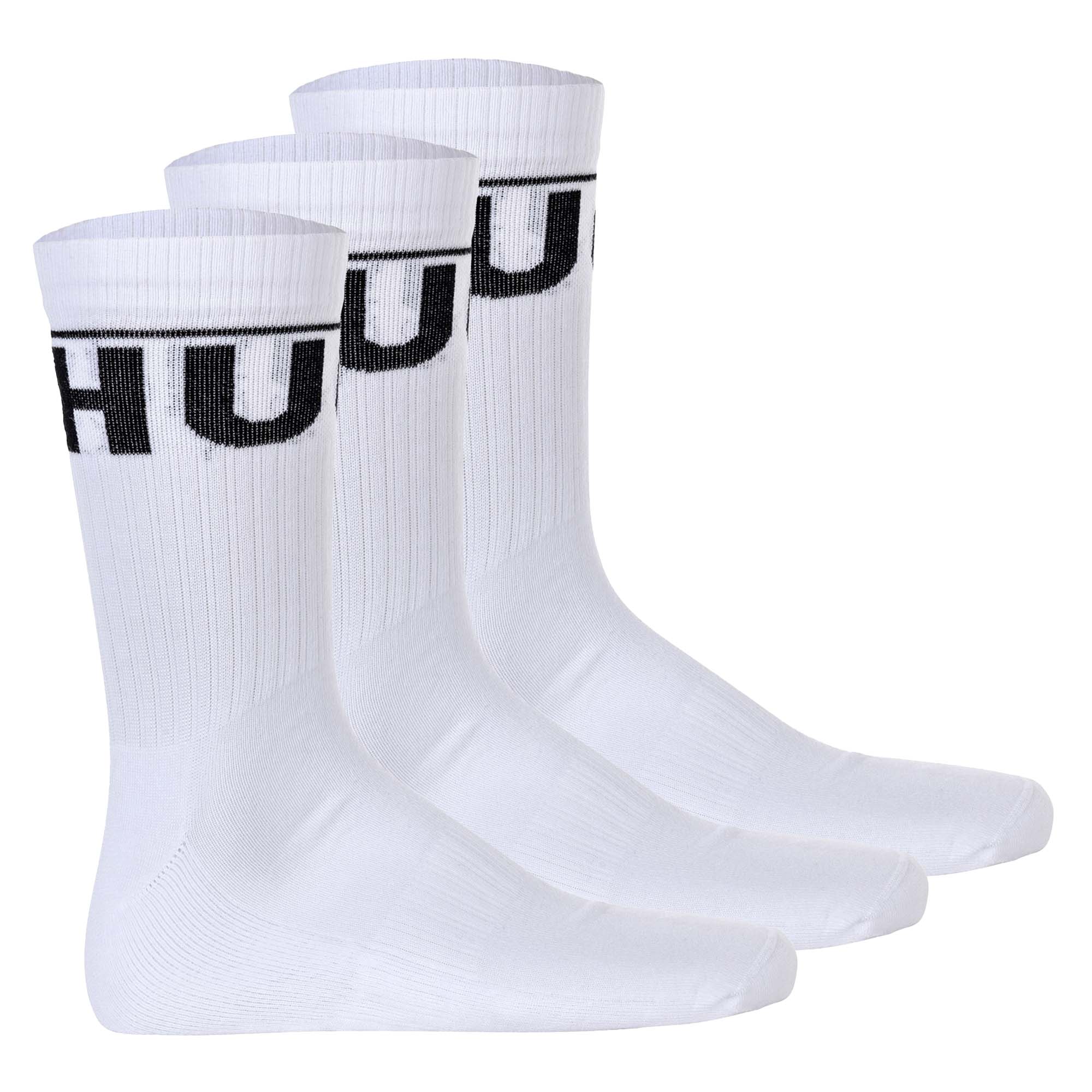 HUGO Herren Socken, 3er Pack - QS Iconic CC, gerippt, Logo, Baumwollmischung