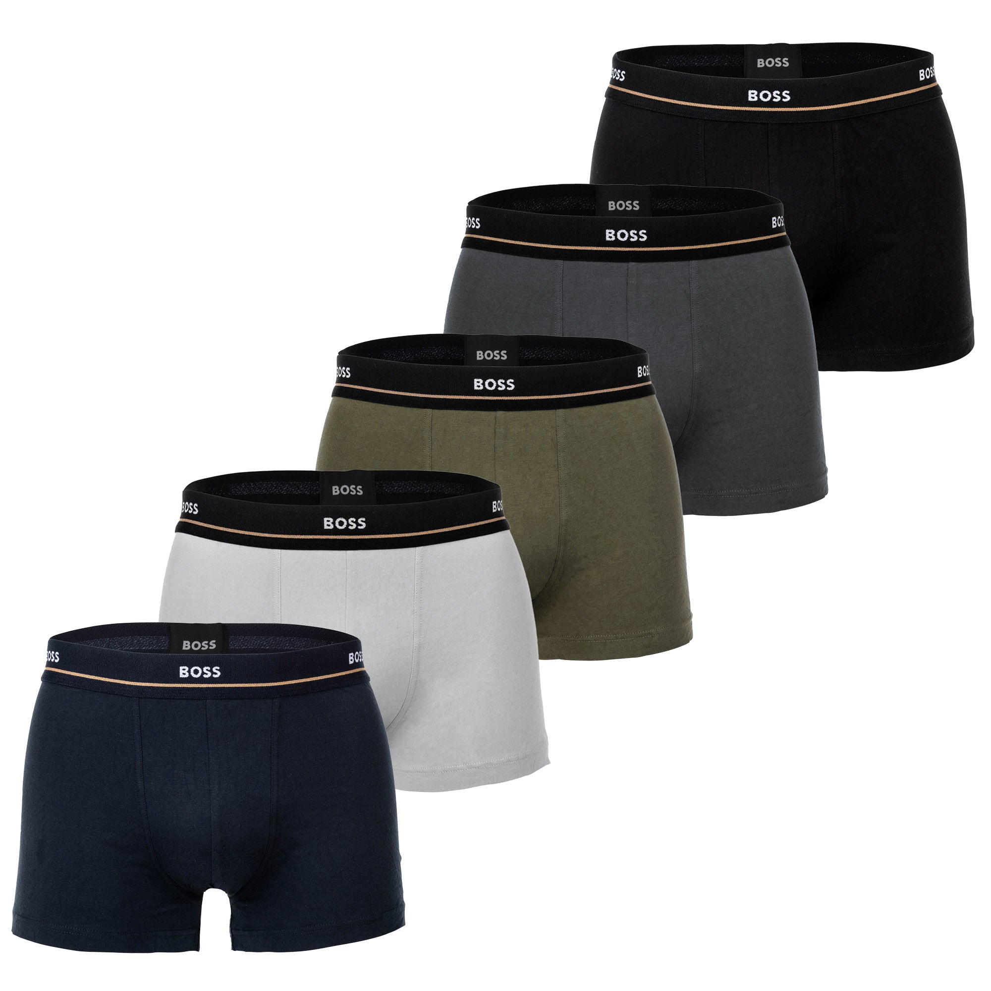 BOSS Herren Boxershorts, 5er Pack - Essentials Trunks, Logo, Baumwollmischung