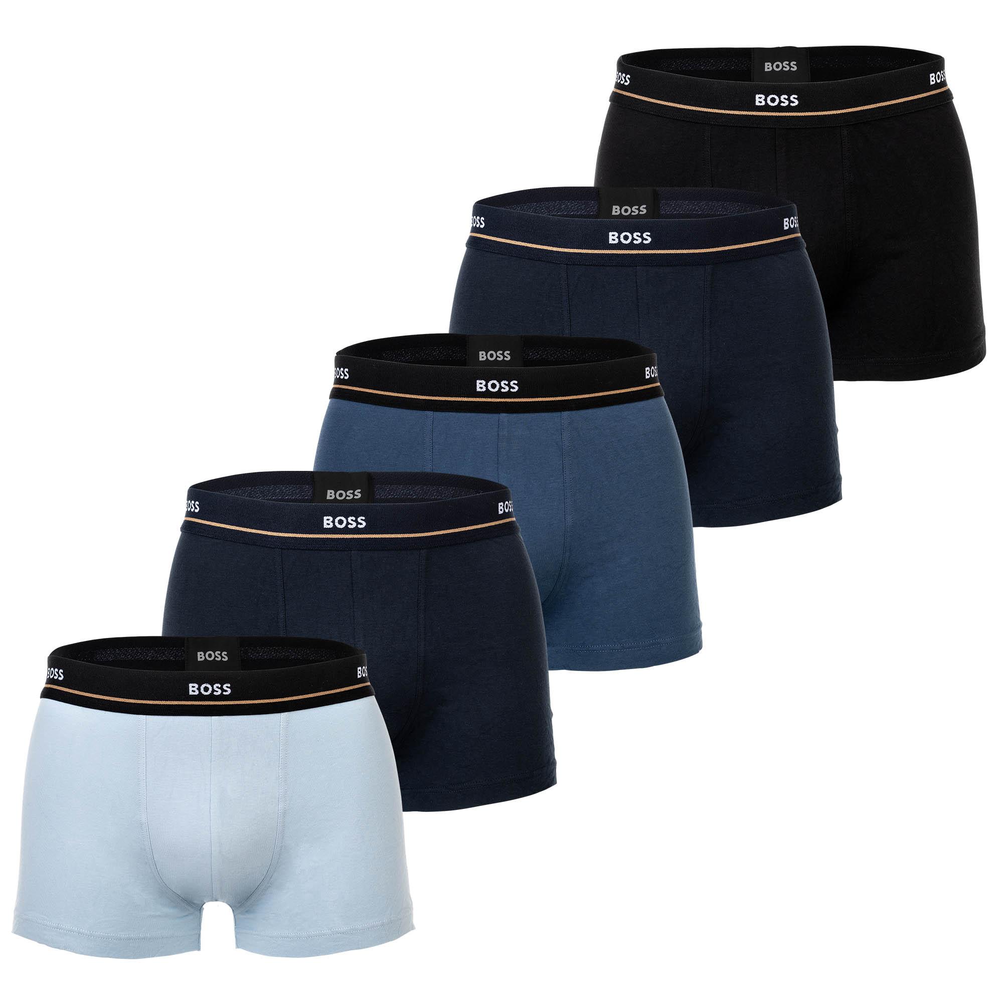BOSS Herren Boxershorts, 5er Pack - Essentials Trunks, Logo, Baumwollmischung