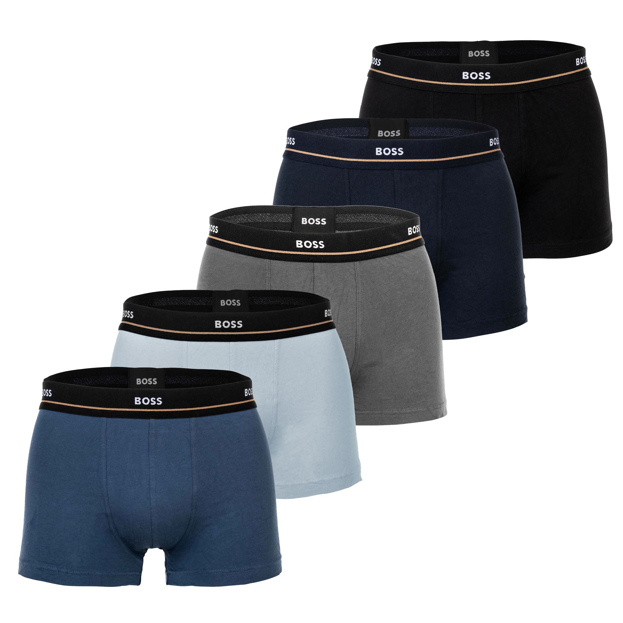 BOSS Herren Boxershorts, 5er Pack - Essentials Trunks, Logo, Baumwollmischung