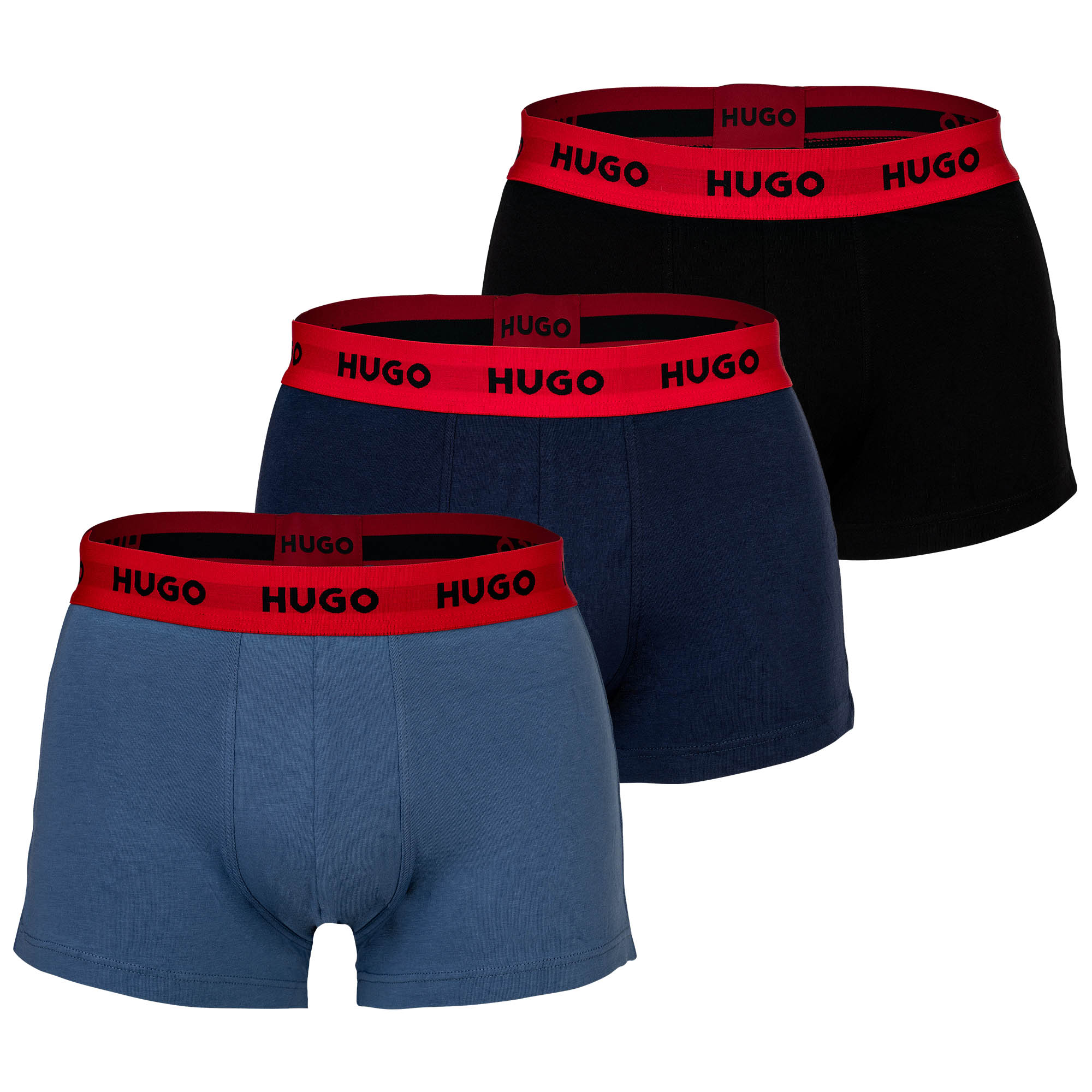 HUGO Herren Boxershorts, 3er Pack - Trunk Triplet, Cotton Stretch, Logo