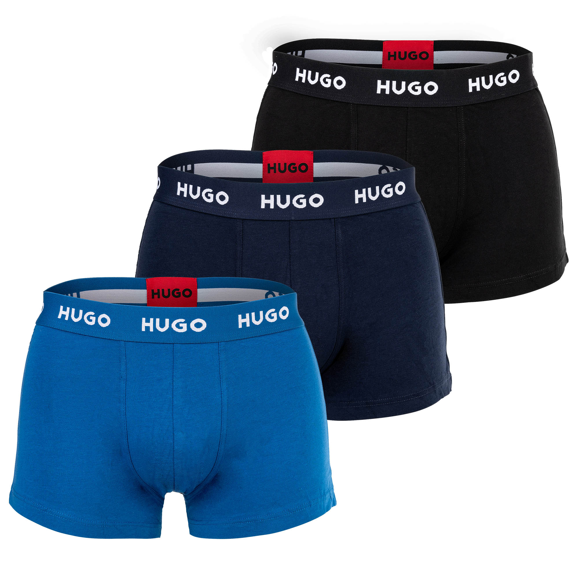 HUGO Herren Boxershorts, 3er Pack - Trunk Triplet, Cotton Stretch, Logo