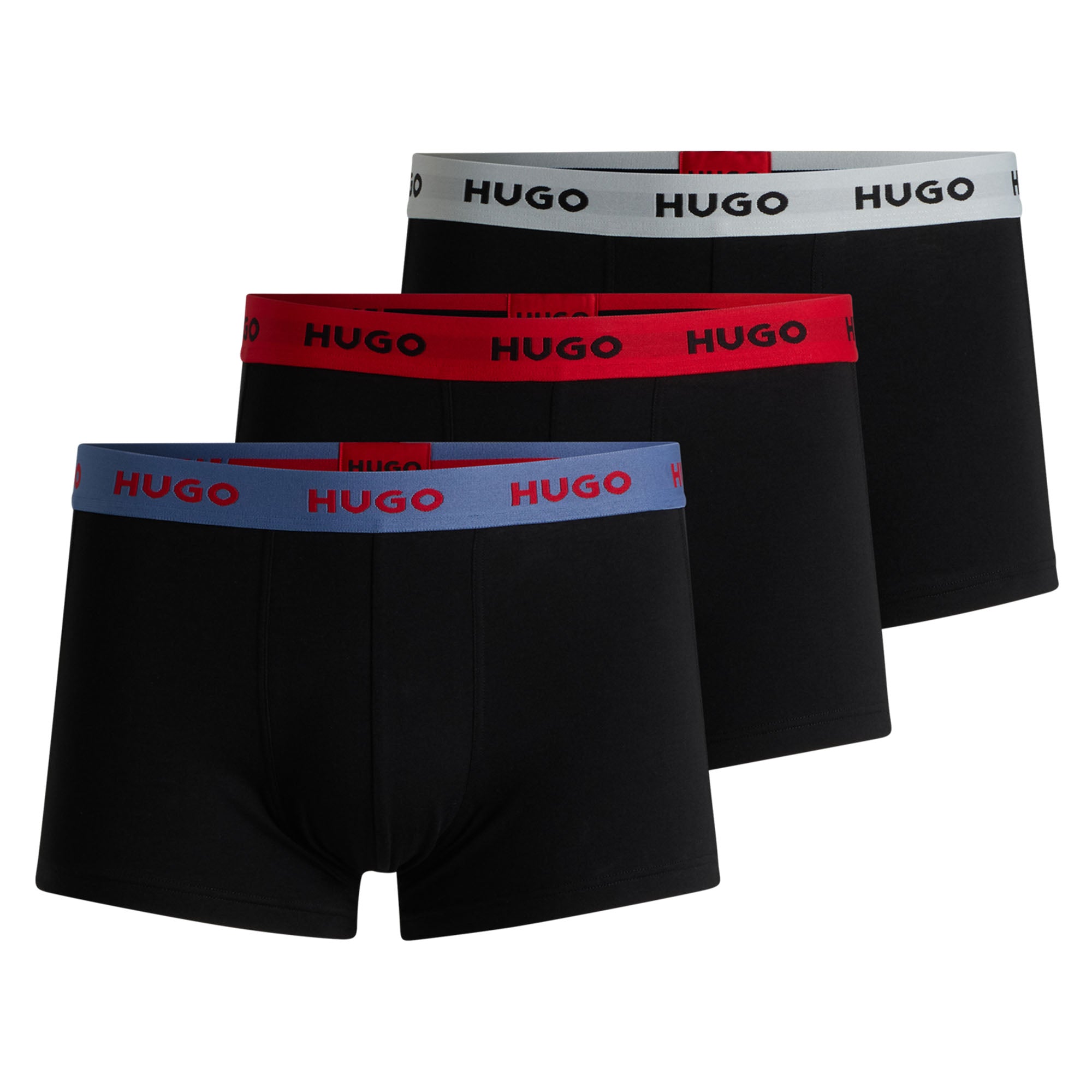 HUGO Herren Boxershorts, 3er Pack - Trunk Triplet, Cotton Stretch, Logo