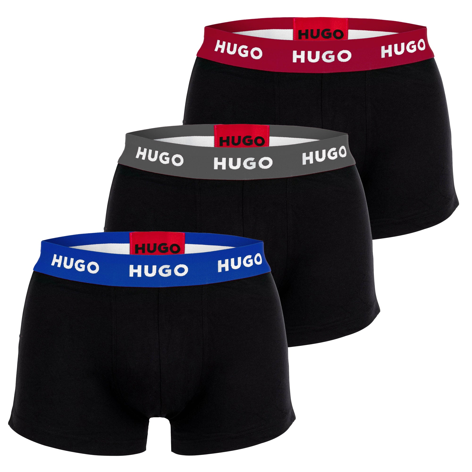 HUGO Herren Boxershorts, 3er Pack - Trunk Triplet, Cotton Stretch, Logo