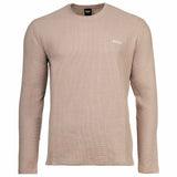 BOSS Herren Langarmshirt, Waffeloptik -  Waffle Longsleeve, Langarmshirt, Rundhals, Logo, Baumwollmischung