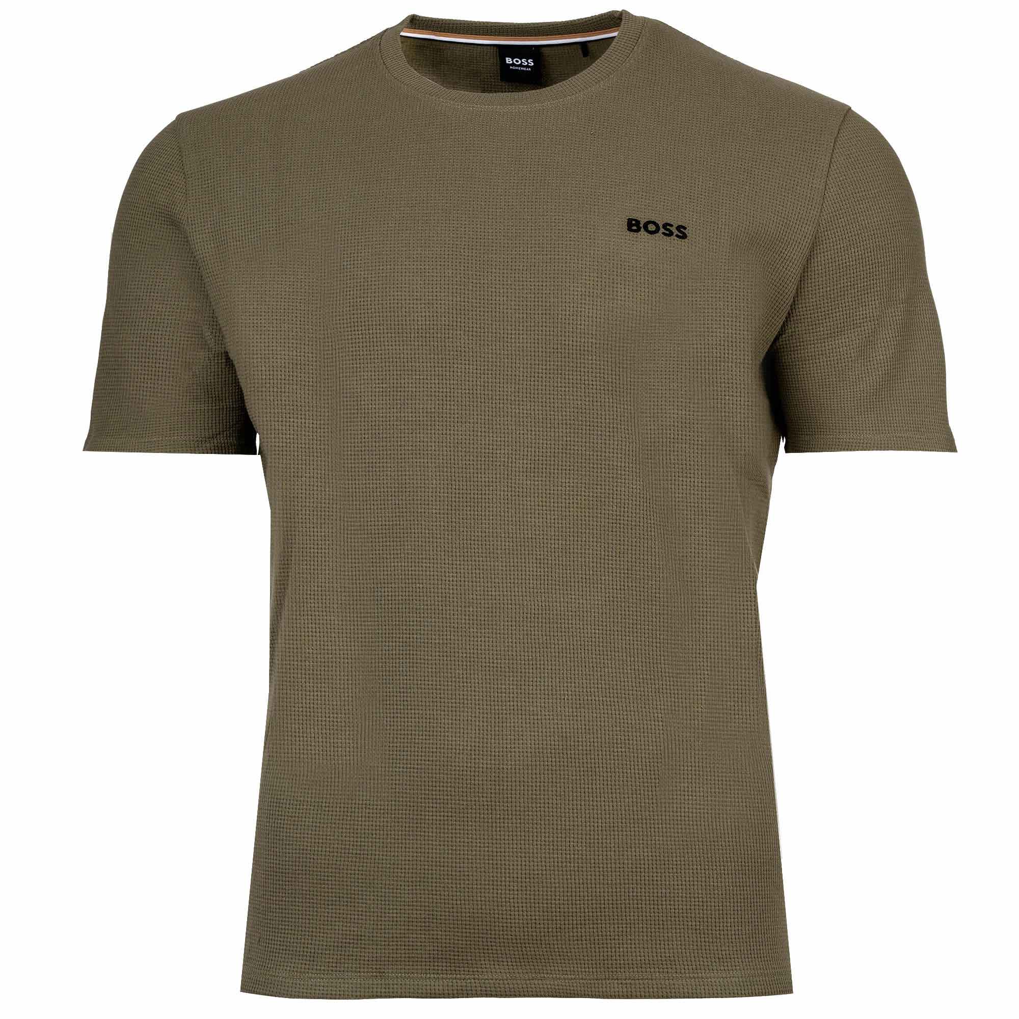 BOSS Herren T-Shirt, Waffeloptik -  Waffle T-Shirt, Logo, Rundhals, Logo, Baumwollmischung