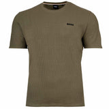 BOSS Herren T-Shirt, Waffeloptik -  Waffle T-Shirt, Logo, Rundhals, Logo, Baumwollmischung