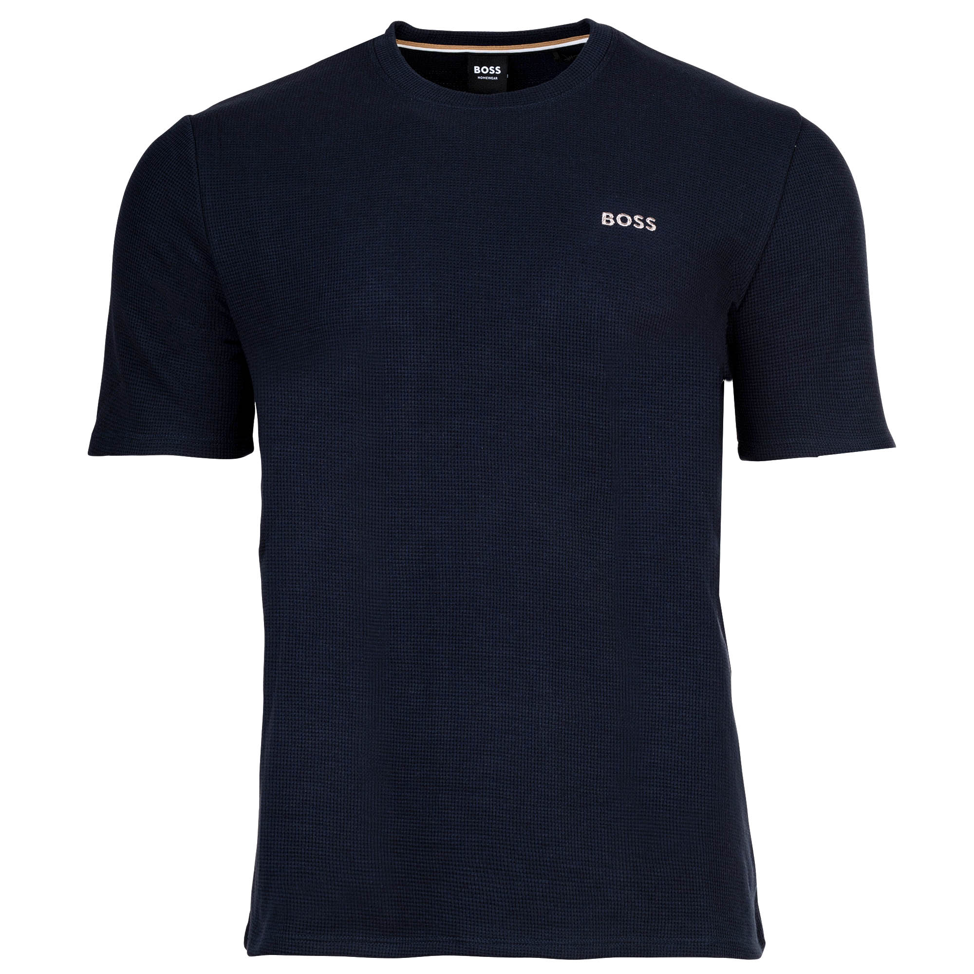 BOSS Herren T-Shirt, Waffeloptik -  Waffle T-Shirt, Logo, Rundhals, Logo, Baumwollmischung