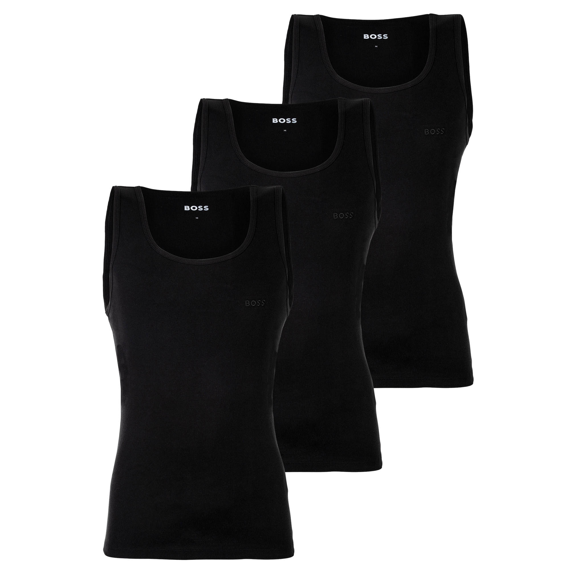BOSS Herren Unterhemden, 3er Pack, gerippt - Tank Top RibClassic, Rundhals, Baumwolle