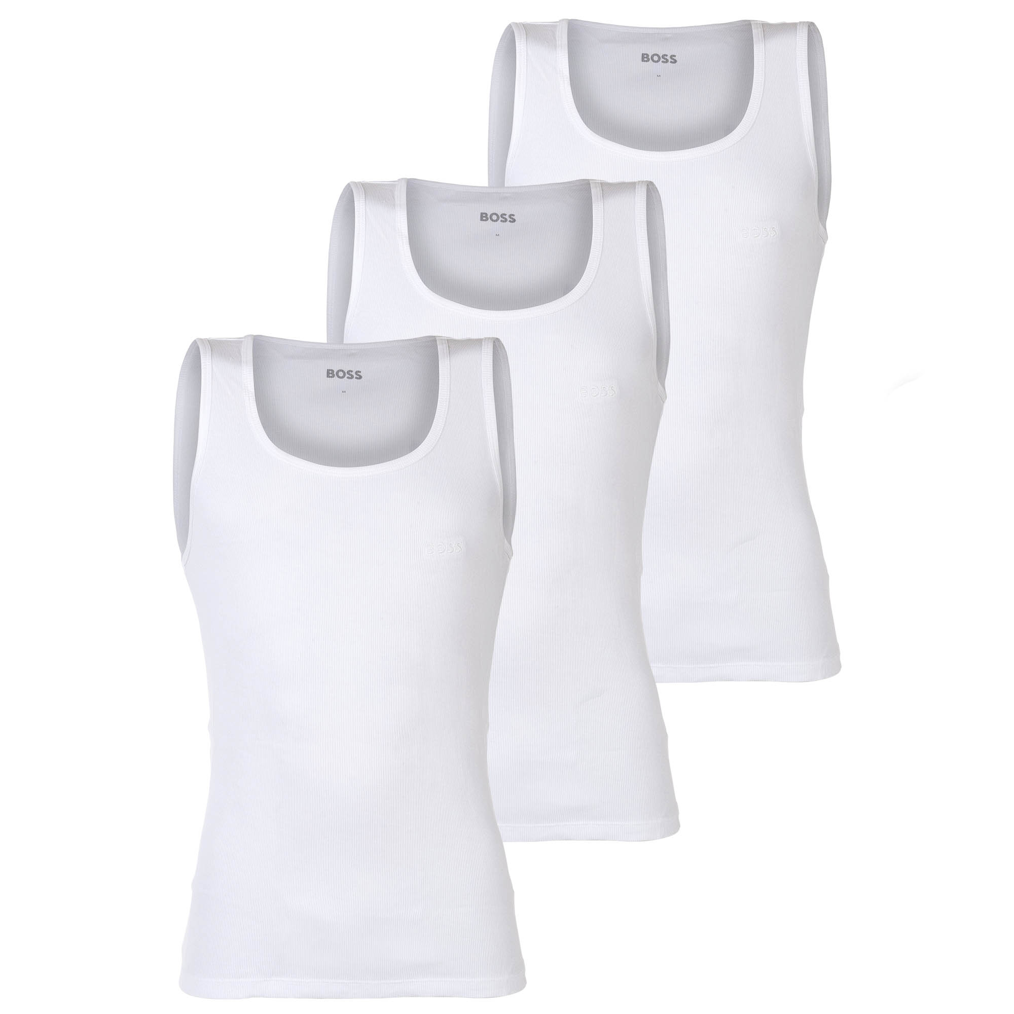 BOSS Herren Unterhemden, 3er Pack, gerippt - Tank Top RibClassic, Rundhals, Baumwolle