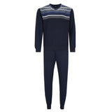 hajo Herren Schlafanzug, lang -  Klima-Komfort, V-Neck, Bündchen