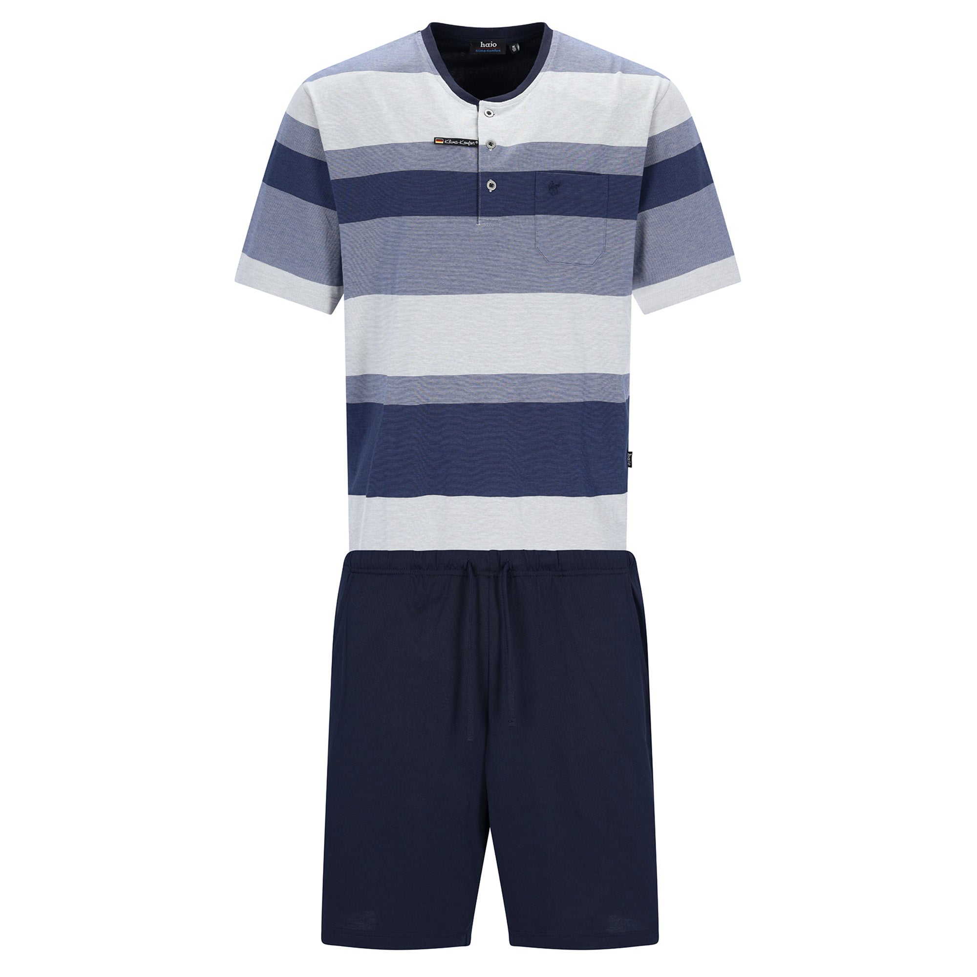 hajo Men Pyjamas, Short - Climate Comfort, Pyjamas, Round Neck, Shorty, Cotton Blend