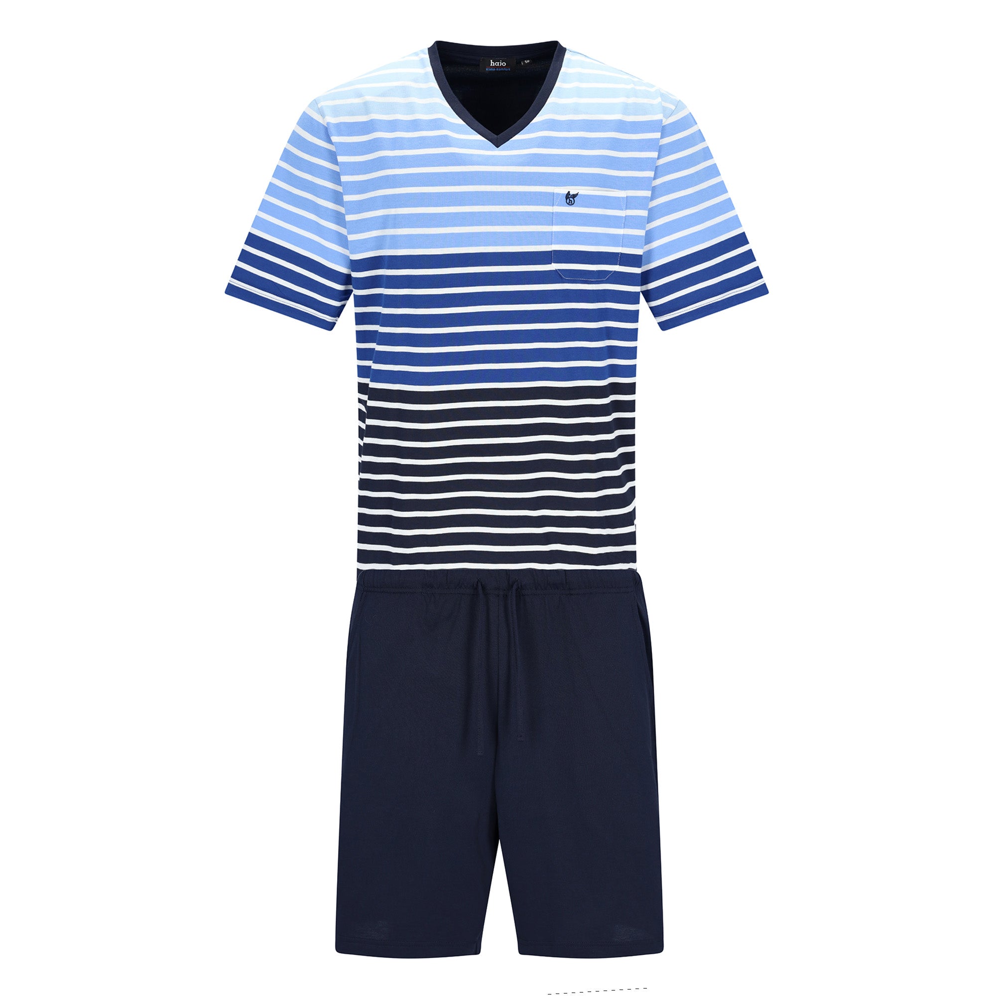 hajo Herren Schlafanzug, kurz - Klima-Komfort, Pyjama, Bermuda, V-Ausschnitt, Baumwoll-Mix