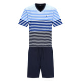 hajo Herren Schlafanzug, kurz - Klima-Komfort, Pyjama, Bermuda, V-Ausschnitt, Baumwoll-Mix