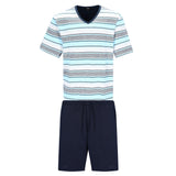 hajo Herren Schlafanzug, kurz - Premium Cotton, V-Ausschnitt, Pyjama, Shorty, Baumwolle