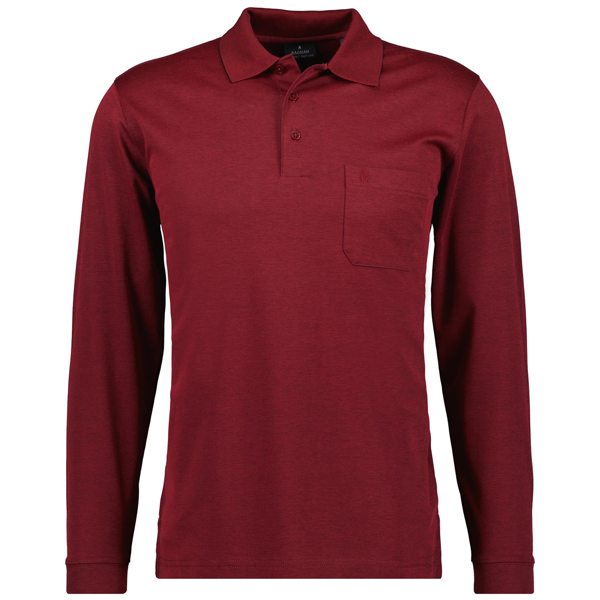 RAGMAN Herren Langarm-Poloshirt - Soft Knit Polo Knopf Langarm, Baumwollmischung, Knopfleiste, Easy Care