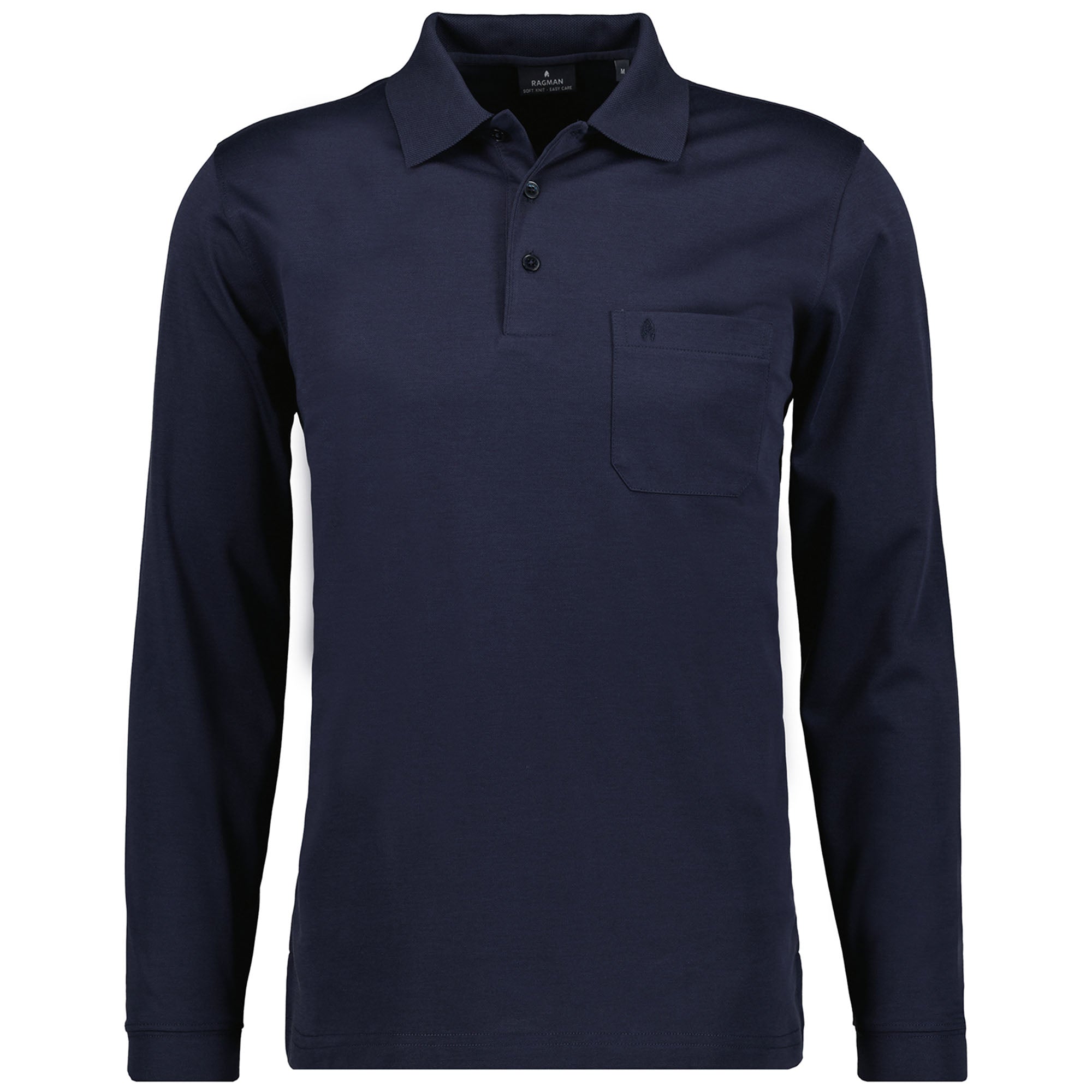 RAGMAN Herren Langarm-Poloshirt - Soft Knit Polo Knopf Langarm, Baumwollmischung, Knopfleiste, Easy Care