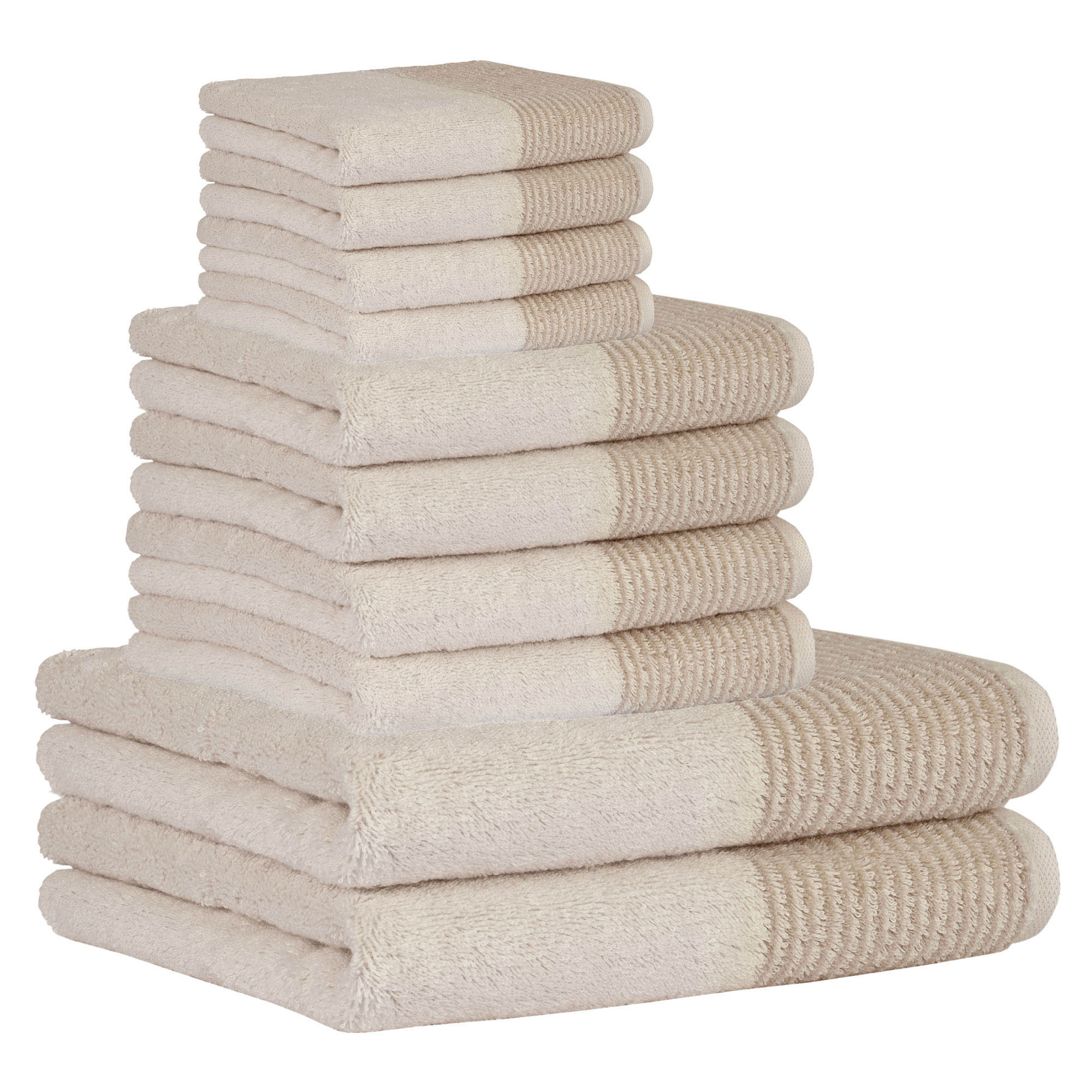 CAWÖ Handtuch Set, 10-tlg. - C Two-Tone, 2x Duschtuch, 4x Handtuch, 4x Gästetuch
