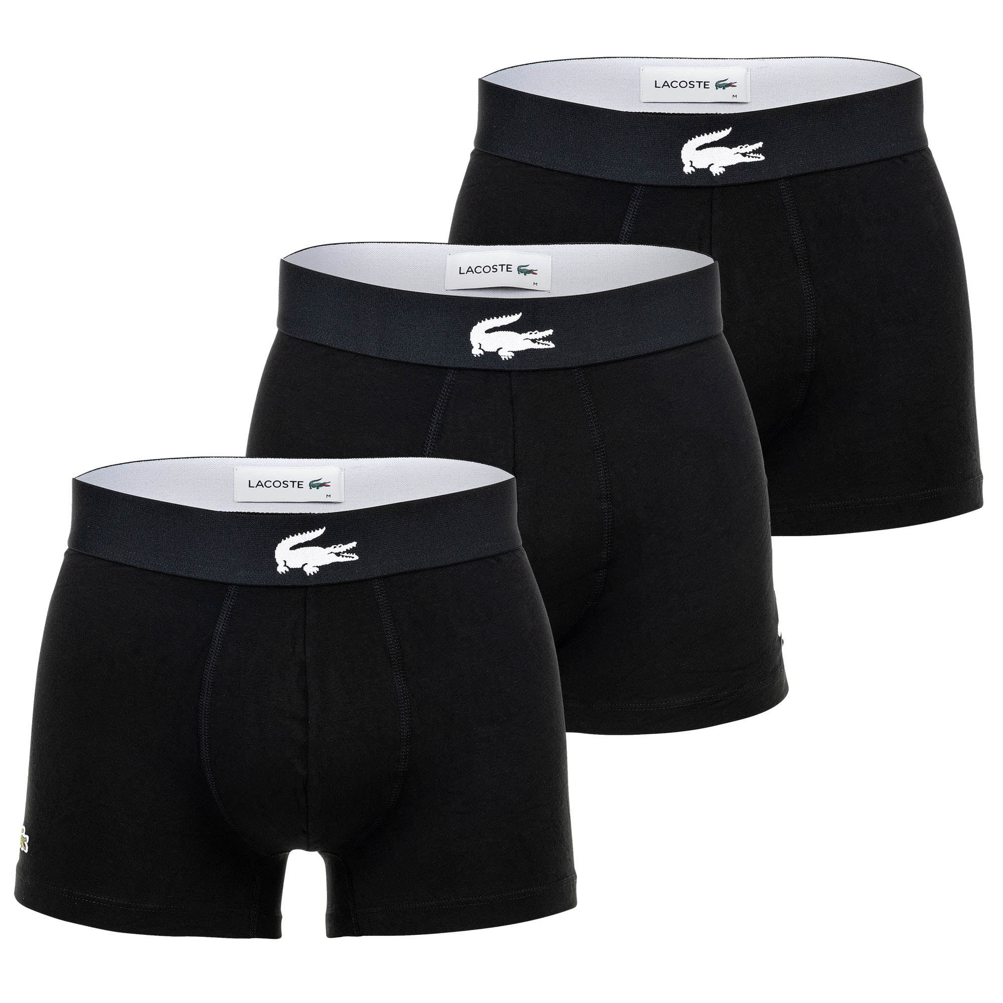 LACOSTE Herren Boxershorts, 3er Pack - Trunks, Big Croc Print, Cotton Stretch