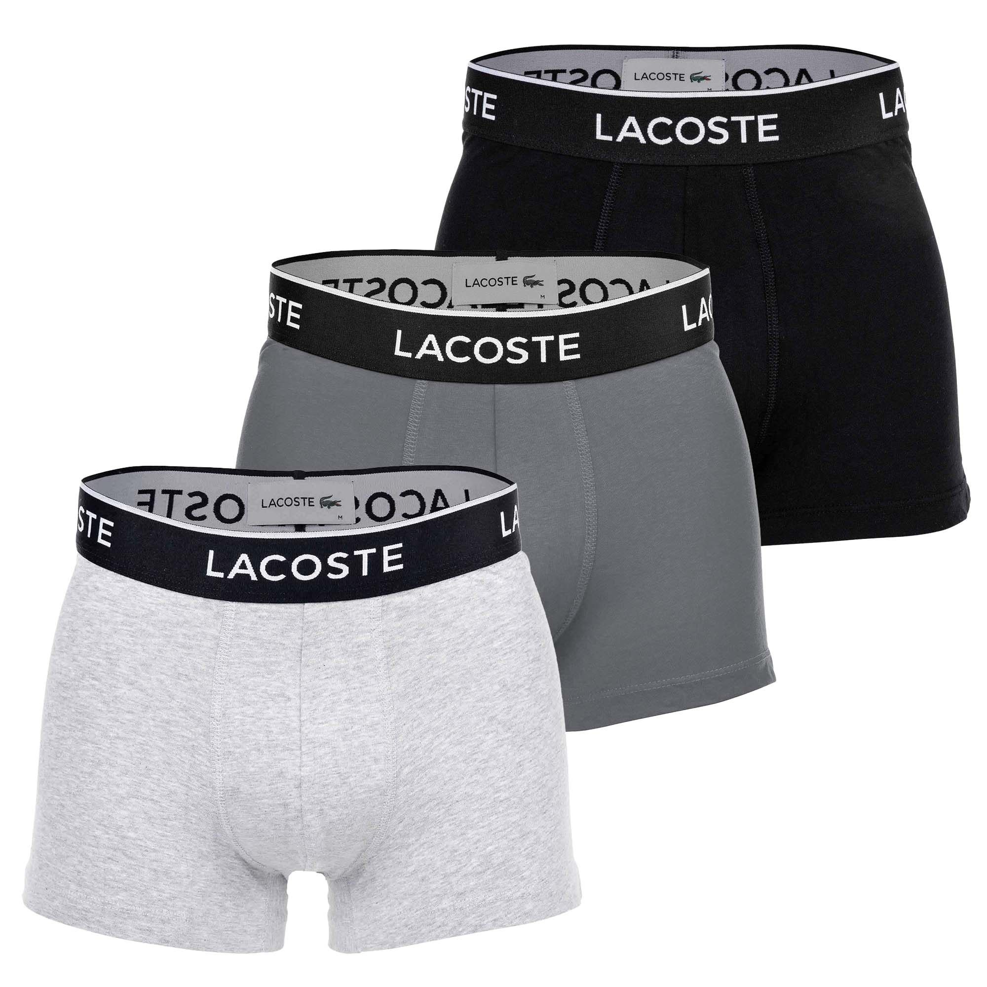 LACOSTE Herren Boxershorts, 3er Pack - Trunks, Casual, Cotton Stretch, Logobund