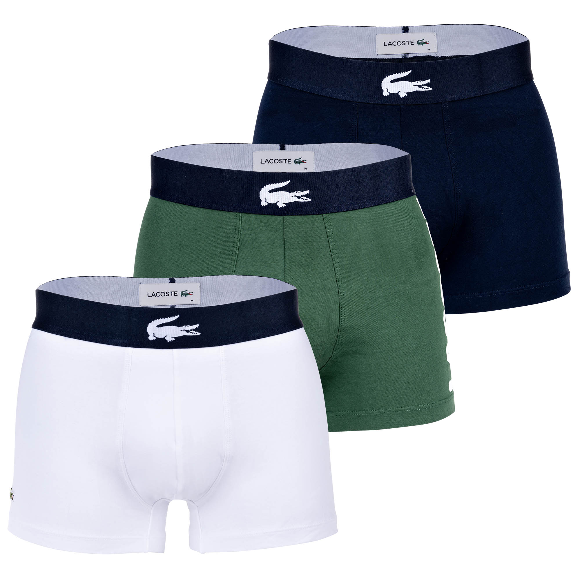 LACOSTE Herren Boxershorts, 3er Pack - Trunks, Big Croc Print, Cotton Stretch