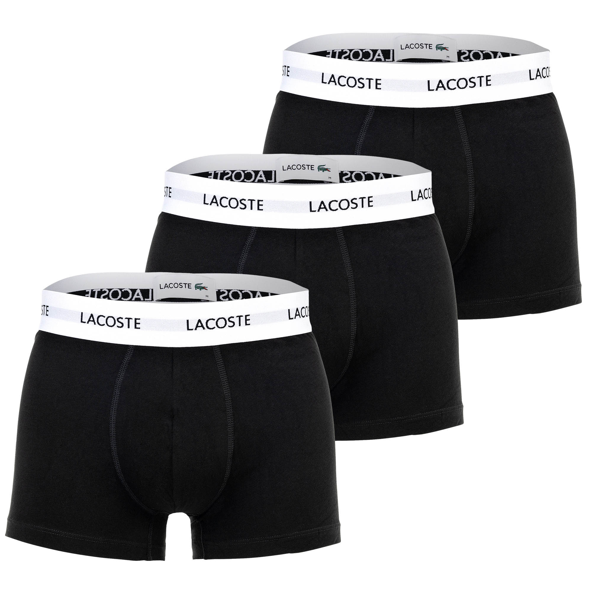LACOSTE Herren Boxershorts, 3er Pack - Trunks, Cotton Stretch, Logobund