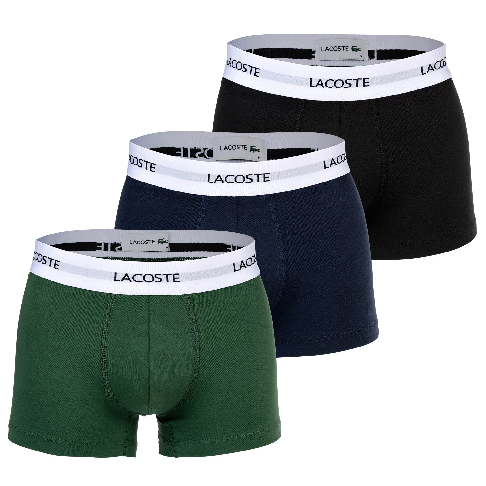 LACOSTE Herren Boxershorts, 3er Pack - Trunks, Cotton Stretch, Logobund