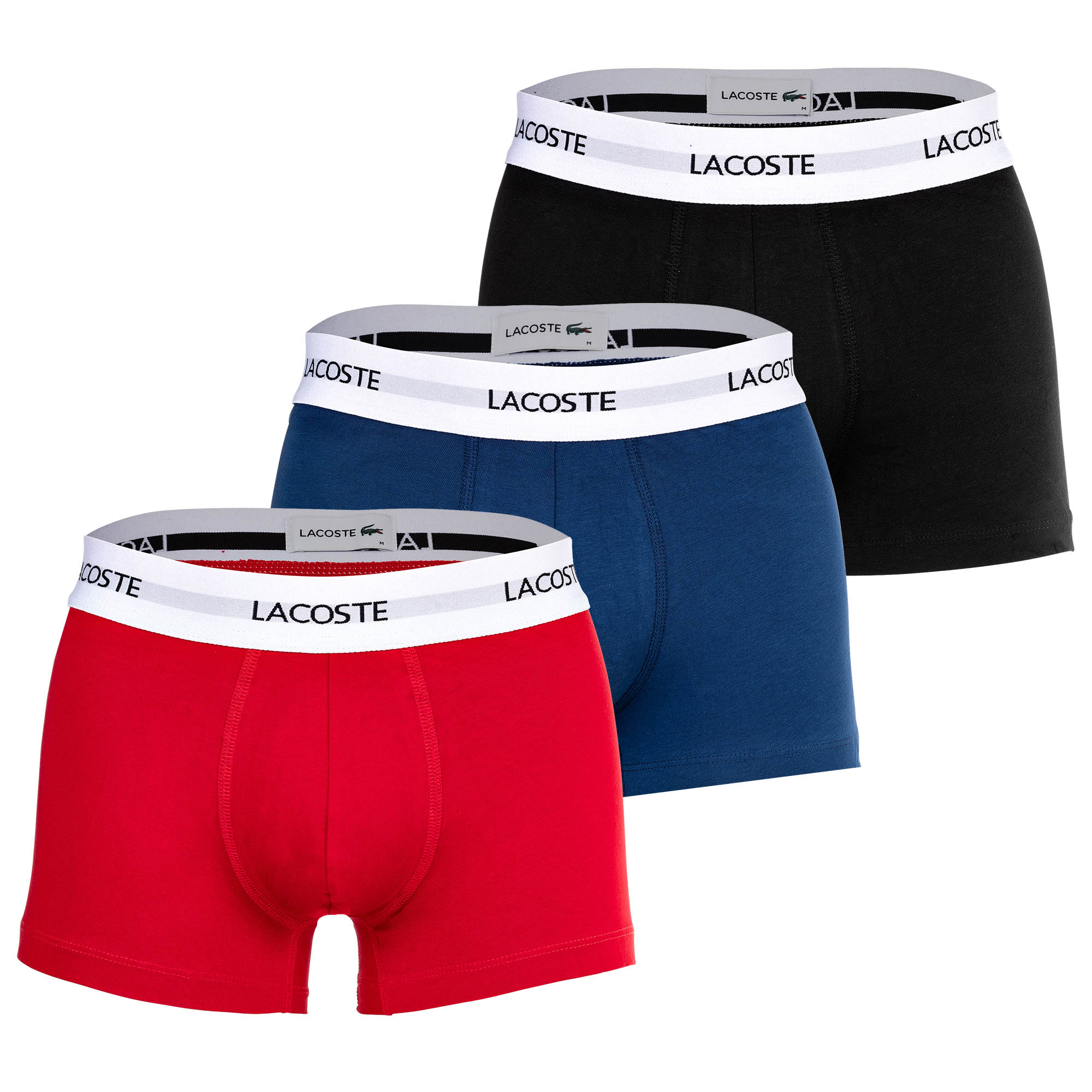 LACOSTE Herren Boxershorts, 3er Pack - Trunks, Cotton Stretch, Logobund
