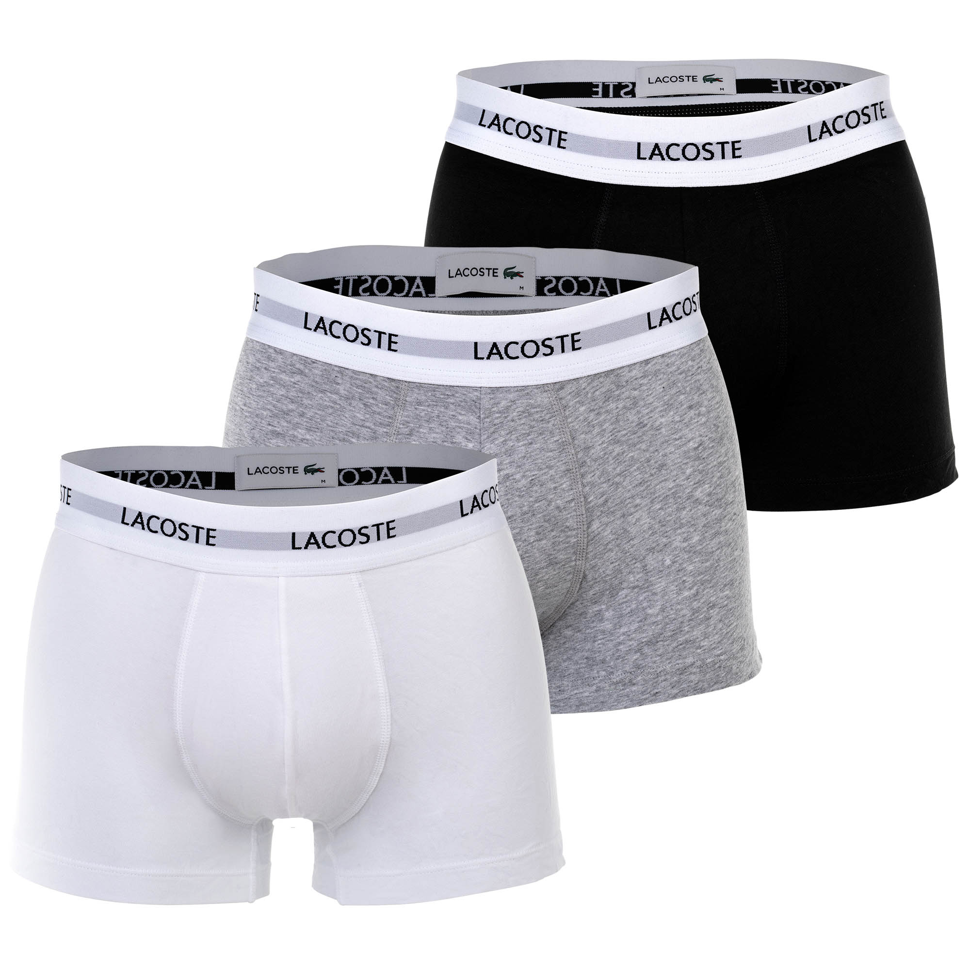 LACOSTE Herren Boxershorts, 3er Pack - Trunks, Cotton Stretch, Logobund