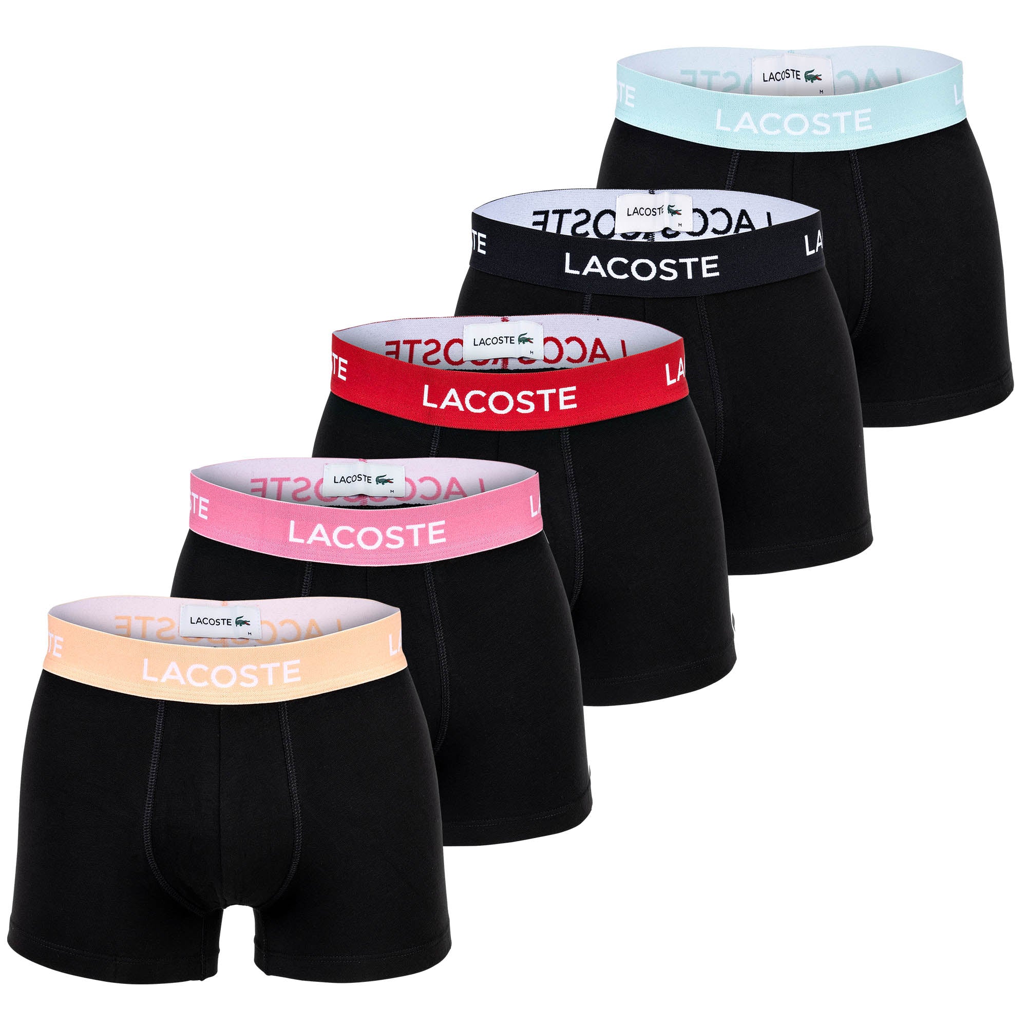 LACOSTE Herren Boxershorts, 5er Pack - Trunks, Casual, Cotton Stretch, Logobund