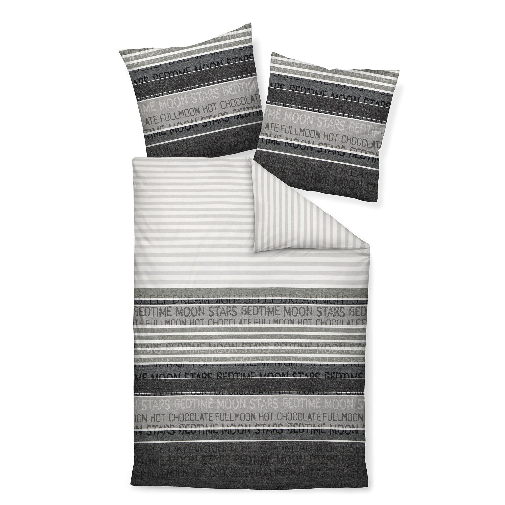 Janine 2-piece bed linen set – DAVOS, fine flannel, cotton, lettering