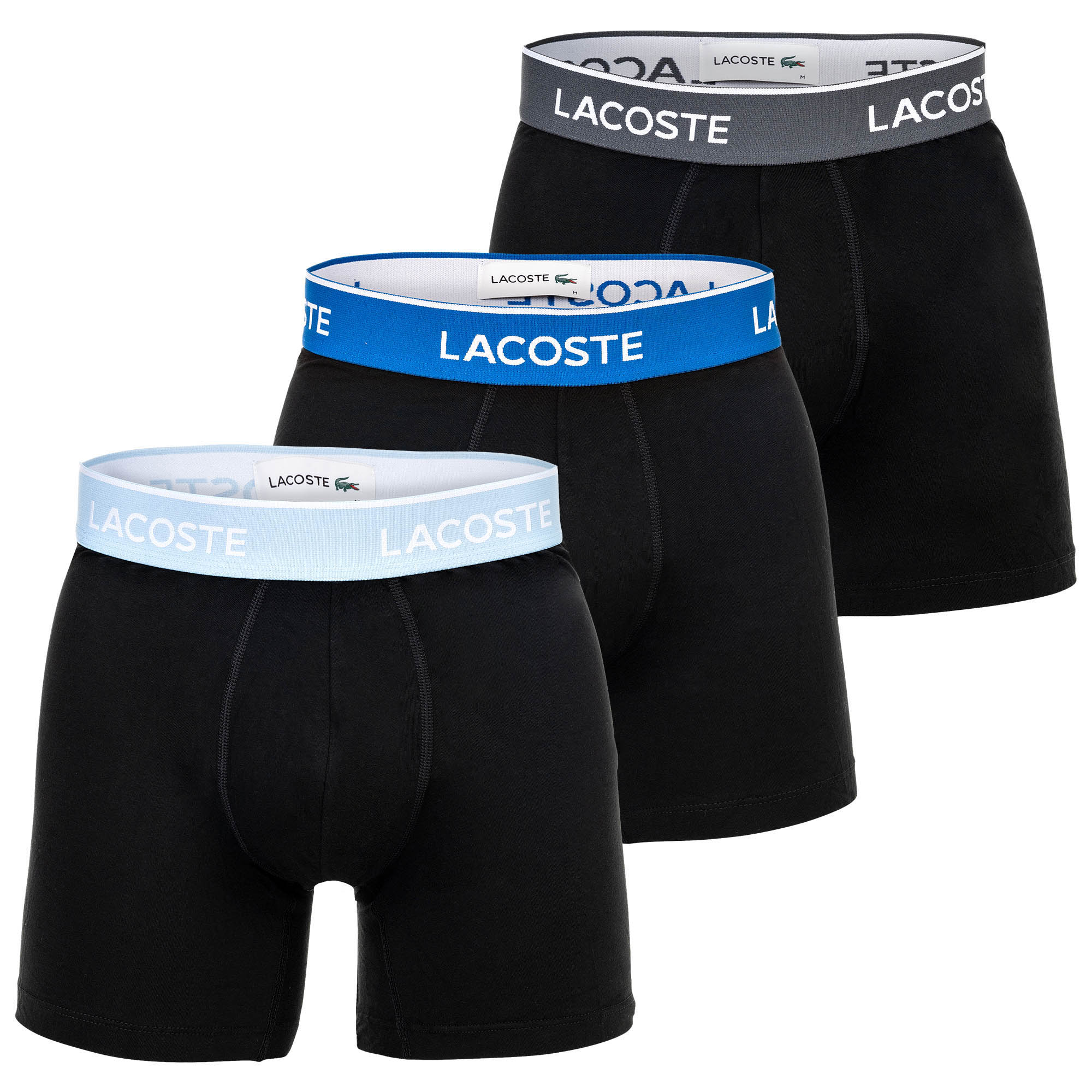 LACOSTE Herren Boxershorts, 3er Pack - Boxer Briefs, Cotton Stretch, Logobund