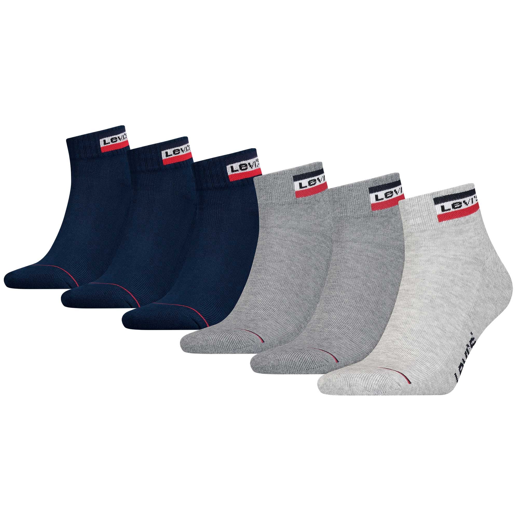 Levi's Unisex 6er Pack Sportsocken - Mid Cut SPRTWR, Logo, ECOM