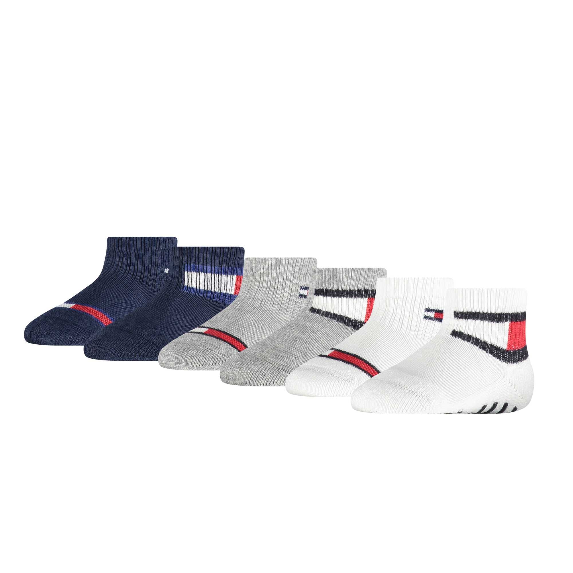 TOMMY HILFIGER Baby Unisex Socken, 6 Pack - FLAG SOCK ECOM, 3 Paar als Stoppersocken