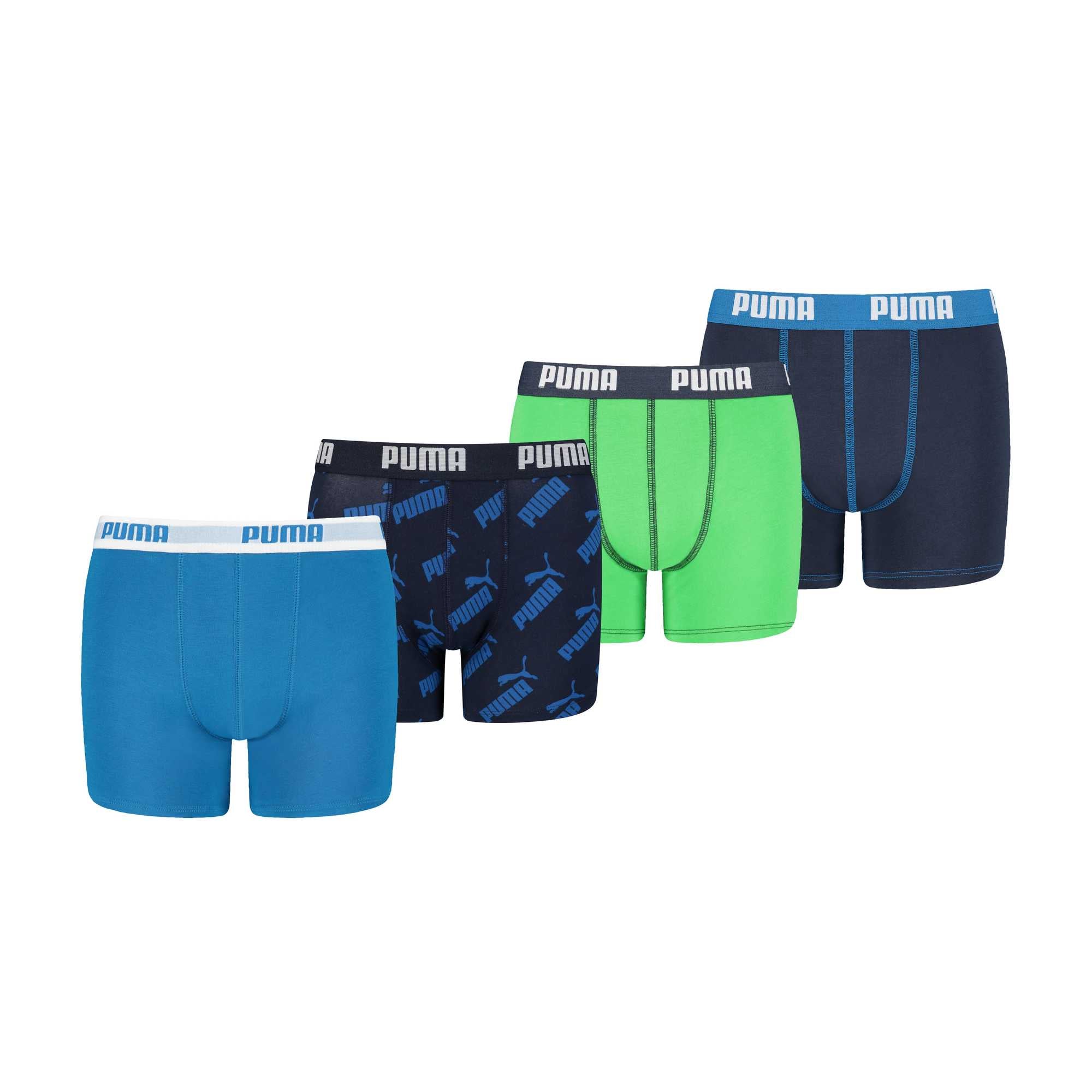 PUMA Boys Boxer Shorts, 4 Pack - Basic Boxer AOP - ECOM, Cotton Stretch