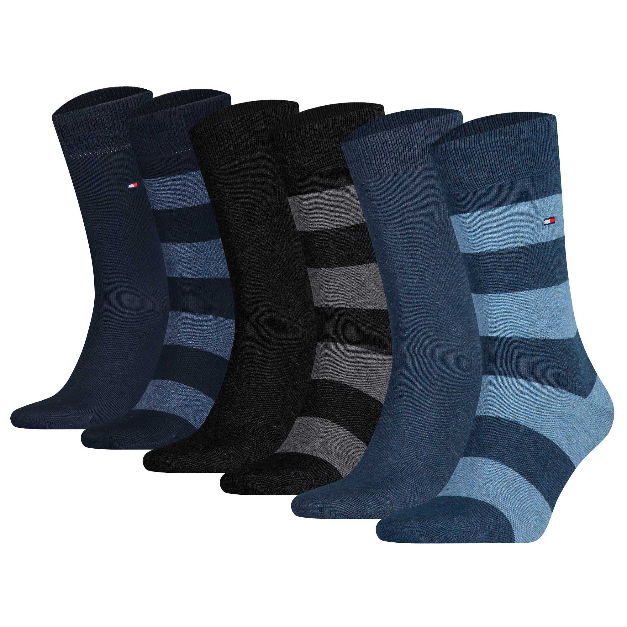 TOMMY HILFIGER men's socks, pack of 6 - Rugby Sock 6P ECOM, striped