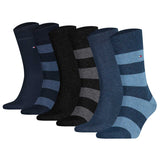 TOMMY HILFIGER men's socks, pack of 6 - Rugby Sock 6P ECOM, striped