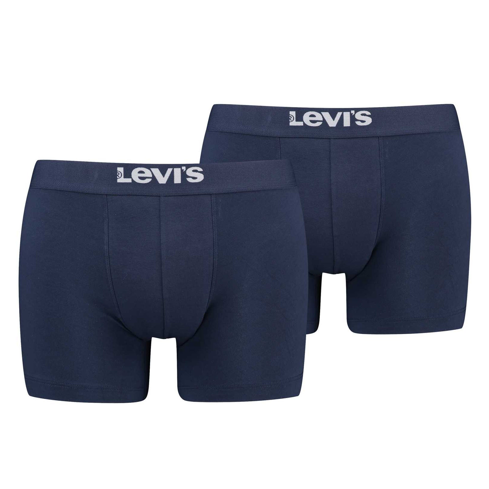 Levi's Herren Boxershorts, 2er Pack - Solid Basic Boxer Brief Organic, Logobund