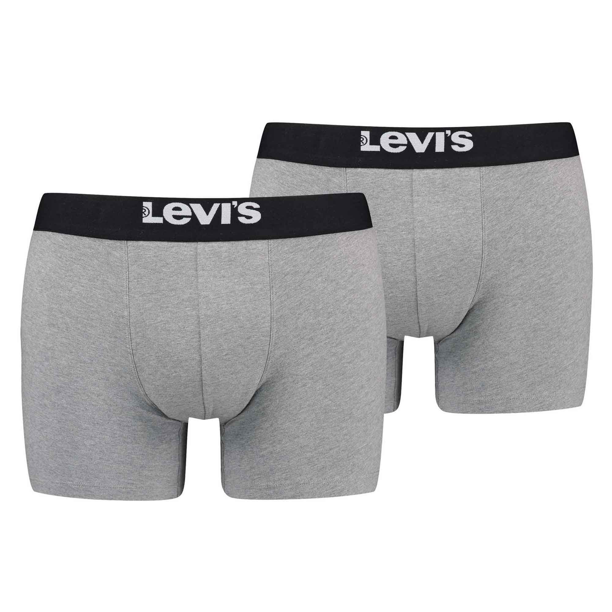 Levi's Herren Boxershorts, 2er Pack - Solid Basic Boxer Brief Organic, Logobund
