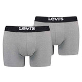 Levi's Herren Boxershorts, 2er Pack - Solid Basic Boxer Brief Organic, Logobund