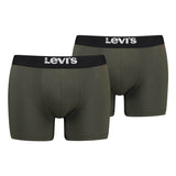 Levi's Herren Boxershorts, 2er Pack - Solid Basic Boxer Brief Organic, Logobund